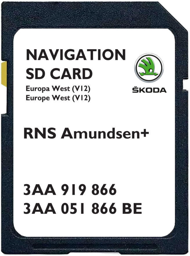 Skoda RNS Amundsen+ V12 SD Card West Europe | Part number: 3AA919866 3AA051866BE